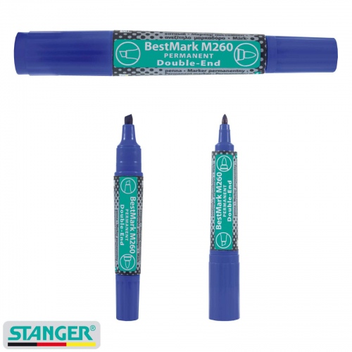 STANGER permanent marker M260 Best Mark 1-4mm, kahe otsaga,sinine,1tk.