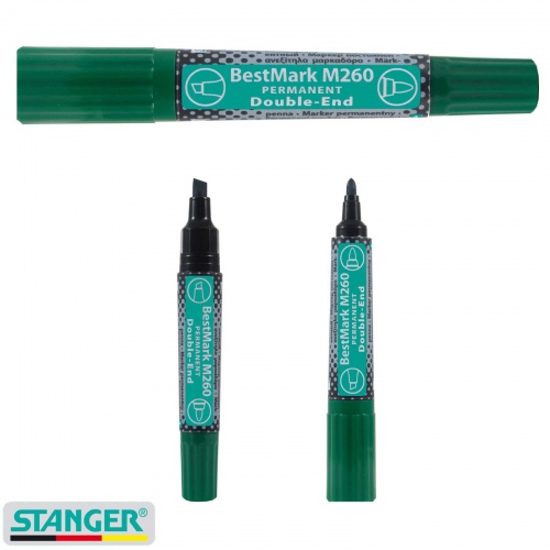 STANGER permanent marker M260 Best Mark 1-4mm, kahe otsaga,roheline 1tk.