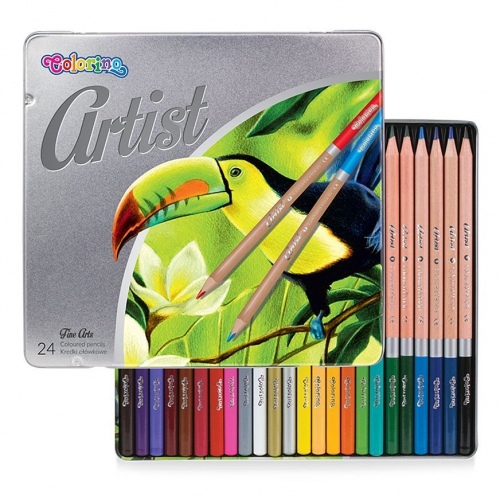 Colorino Artist värvilised pliiatsid metallkarbis, 24 värvi