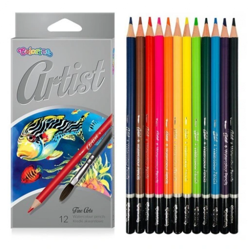 Colorino Artist akvarellpliiatsid, 12 värvi ja pintsel