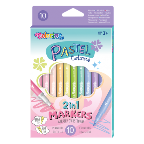 Kahepoolsed Colorino pastelsed markerid ,10 värvi