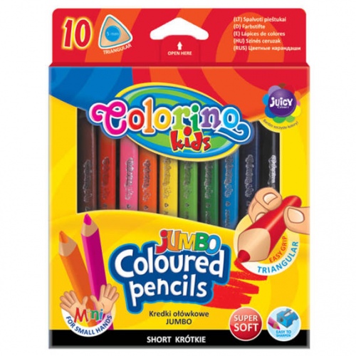 Colorino Kids JUMBO kolmnurksed värvilised pliiatsid 8,9 cm ,10 värvi