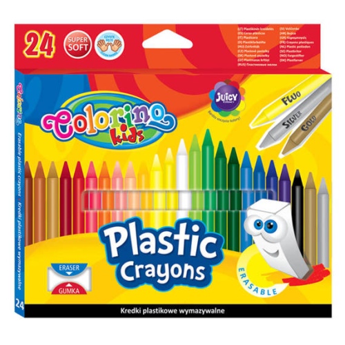 ColoriColorino Kids kustutatavad plastist rasvakriidid 24 värvi,