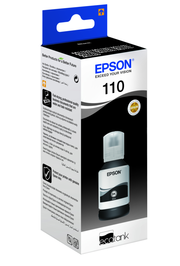 Tint Epson 110 M1100 / M1120 / M1140 / M1170 / M1180 /M2120/ M2140 / M2170 / M3140 / M3170 / ET-M3180 Must (120ml, 6 000 lehte)