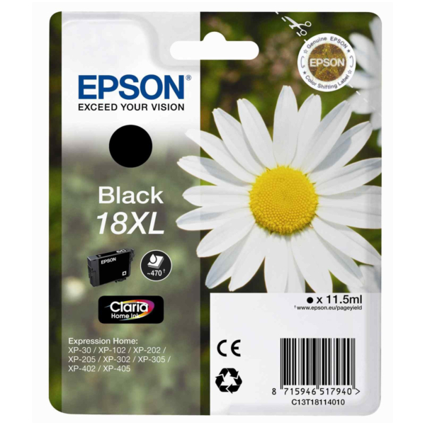Tint Epson XP102 / 202 / 205 / 302 / 305 / 402 / 405 Must (470 lehte, NO18XL)