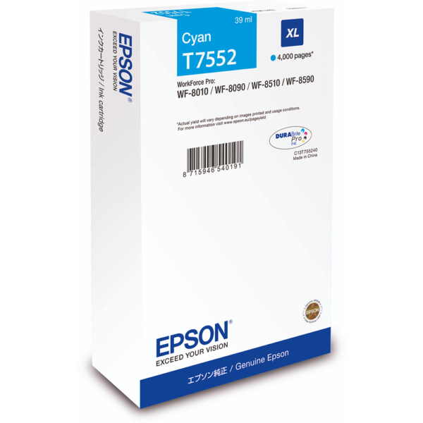 Tint Epson WorkForce Pro WF-8510 / 8590 XL, Tsüaan (4000 lk, 39 ml)