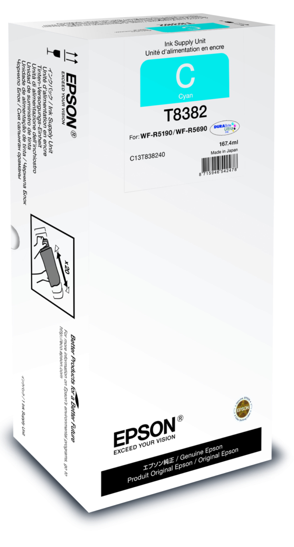 Tint Epson WorkForce Pro WF-R5190, WF-R5690 Tsüaan XL, T838, (167,4 ml) (20 000 lk)